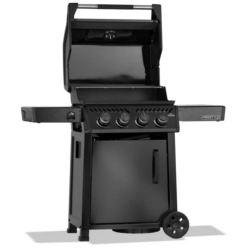 Napoleon Freestyle 425 Schwarz geöffnet | Napoleon Freestyle 425 Gasgrill Schwarz mit Seitenablagen